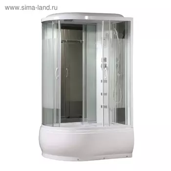 Душевая кабинка Comforty 214R, стекло страйп, задняя зеркальная панель, 120 х 85 х 215 см