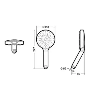 Душевая лейка BRAVAT Line P7094C-RUS, 5 режимов, d=120мм, хром