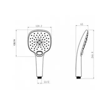 Душевая лейка Lemark LM0817C, ручная, 120 х 247 мм, 1 функция, хром