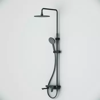 Душевая система AM.PM Like F0780722, стойка, тропический душ, лейка 3 реж., черный