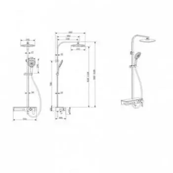 Душевая система BRAVAT Meissen F6277312CP-A-ENG, с тропическим душем и полкой, хром