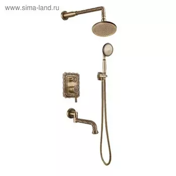 Душевая система Bronze de Luxe 10137R, излив, тропический душ, скрытый монтаж, латунь