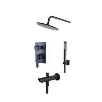 Душевая система Bronze de Luxe 1760's 6630SB, встраиваемая, тропический душ, латунь, черный 100427