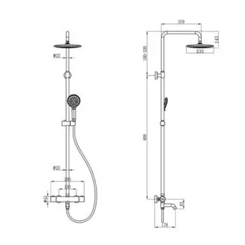 Душевая система c термостатом ESKO STT1000, цвет хром
