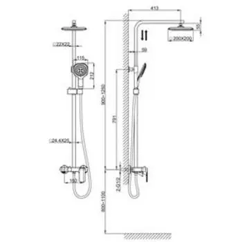 Душевая система D&K Berlin Humboldt DA1433712A02, тропический душ, лейка, хром/зеленый