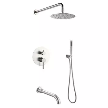 Душевая система "РМС" SUS129-1S, встраиваемая, тропический душ, нержавеющая сталь, сатин