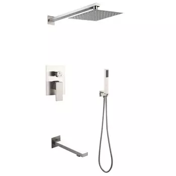 Душевая система "РМС" SUS129-2S, встраиваемая, тропический душ, нержавеющая сталь, сатин