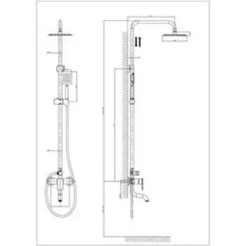 Душевая система RUSH Bruny BR4335-40, тропический душ, ручная лейка, хром