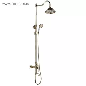 Душевая система RUSH Flores FLG0835-5, тропический душ, ручная лейка, золото