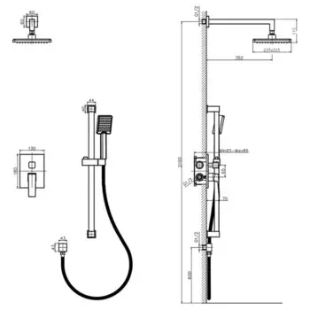 Душевая система RUSH Thira TR3635-41, однорычажная, встроенная, тропический душ, лейка, хром 97725