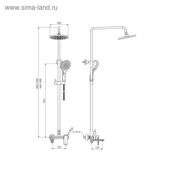 Душевая система со смесителем Esko ST300, цвет хром