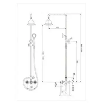 Душевая система Timo Nelson SX-1190 chrome, двухвентильная, тропический душ, лейка, хром