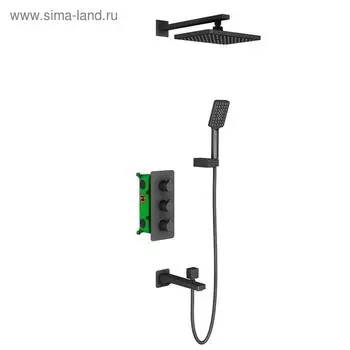 Душевая система Timo Petruma SX-5149/03SM, встроенная, термостат, тропический душ, черная
