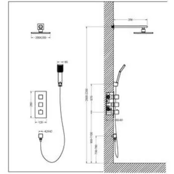 Душевая система Timo Tetra-thermo SX-0179/03SM, встроенная, тропический душ, лейка, черная