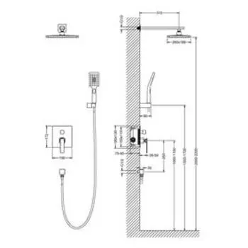 Душевая система Timo Torne SX-4319/03SM, встроенная, тропический душ, ручная лейка, хром
