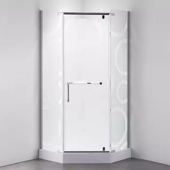 Душевое ограждение Comforty 31NR, матовое стекло с рисунком круги, 90х90х197.5 см