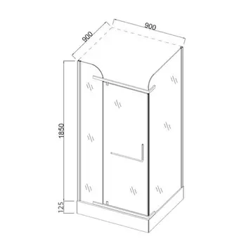 Душевое ограждение Comforty 32NR, матовое стекло с рисунком круги, 90х90х197,5 см