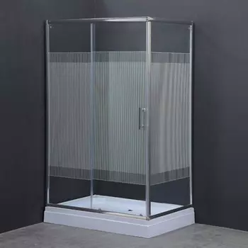 Душевое ограждение Comforty 33V, прозрачное стекло с рисунком линии, 120х80х192,5 см