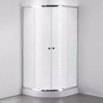 Душевое ограждение Comforty 34P, матовое стекло с рисунком узоры, 90х90х192.5 см
