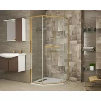 Душевое ограждение GROSSMAN PR-90GD, 90x90x200 см, прозрачное, золото