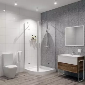 Душевое ограждение NG-6616-08, 100х100х190 см, без поддона, прозрачное, полукруглое, 1 место