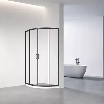 Душевое ограждение Veconi Rovigo RV-01B, 800х800х1950 мм, прозрачное, без поддона, черный