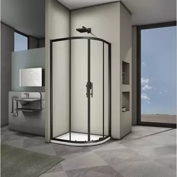 Душевое ограждение Veconi Rovigo RV-07B, 800х800х1900 мм, прозрачное, без поддона, черный