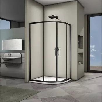 Душевое ограждение Veconi Rovigo RV-08B, 1000x900x1900 мм, прозрачное, без поддона, черный