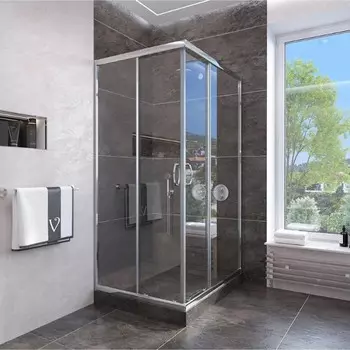 Душевое ограждение Veconi Rovigo RV-113, 800x800x1850 мм, прозрачное, без поддона, хром