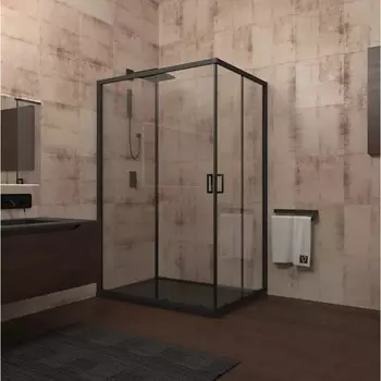 Душевое ограждение Veconi Rovigo RV-14, 1200x900x1950 мм, прозрачное, без поддона, черный