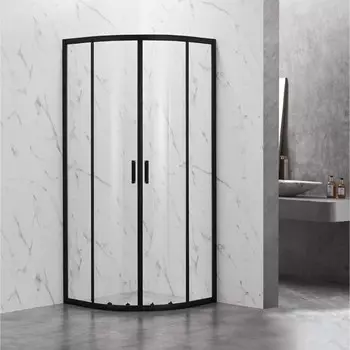 Душевое ограждение Veconi Rovigo RV-202B, 800x800x1900 мм, прозрачное, без поддона, черный