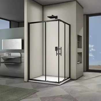Душевое ограждение Veconi Rovigo RV-30B, 1200x900x1900 мм, прозрачное, без поддона, черный