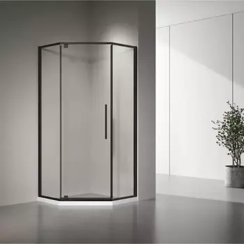 Душевое ограждение Veconi Rovigo RV-35B, 800х800х1950 мм, прозрачное, без поддона, черный