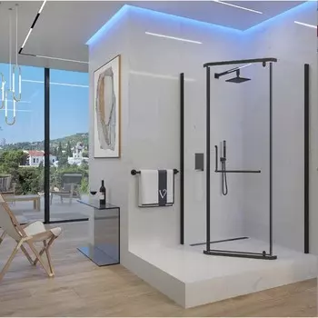 Душевое ограждение Veconi Rovigo RV-36B, 900x900x1950 мм, прозрачное, без поддона, черный