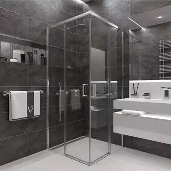 Душевое ограждение Veconi Rovigo RV-47, 800x800x1950 мм, прозрачное, без поддона, хром