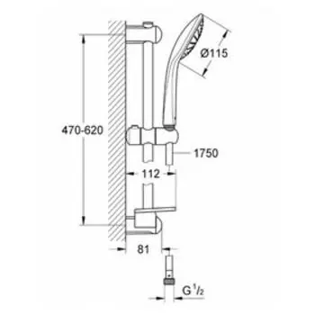 Душевой гарнитур GROHE Euphoria Mono, 600 мм