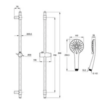 Душевой гарнитур IDDIS Torr, TOR3F00i16