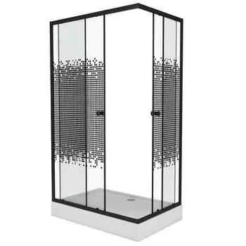 Душевой уголок NG-012-14Q Black, 120х80х195 см, поддон 13 см, стекло мозаика, 2 места