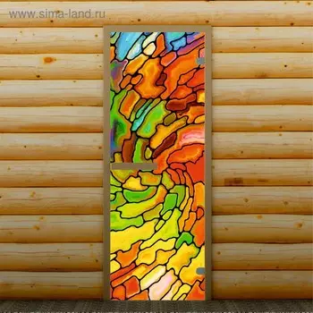 Дверь для бани и сауны "Мозаика", 190 х 67 см, с фотопечатью 6 мм Добропаровъ