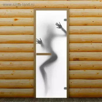 Дверь для бани и сауны "Силуэт", 190 х 67 см, с фотопечатью 6 мм Добропаровъ