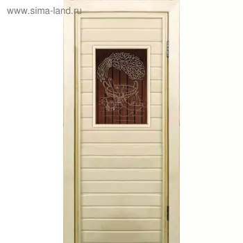 Дверь для бани со стеклом (40*60), "Банные радости-1", бронза, 17070см, коробка из осины