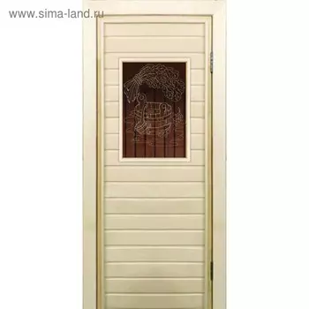 Дверь для бани со стеклом (40*60), "Банные радости-2", бронза, 19070см, коробка из осины