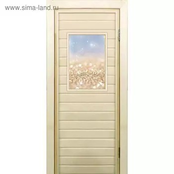 Дверь для бани со стеклом (40*60), "Золотой песок", 18070см, коробка из осины