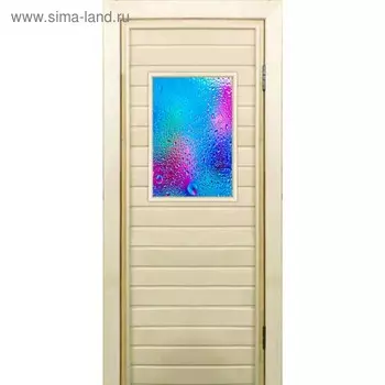 Дверь для бани со стеклом (40*60), "Неон", 17070см, коробка из осины