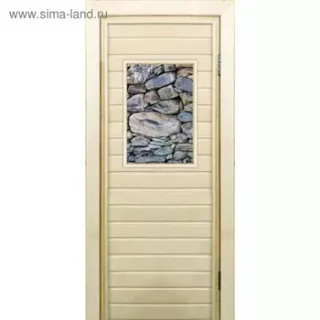 Дверь для бани со стеклом (40*60), "Камни", 19070см, коробка из осины