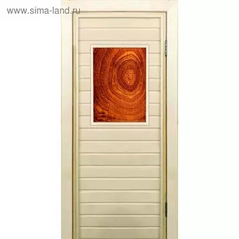 Дверь для бани со стеклом (40*60), "Кольца", 19070см, коробка из осины