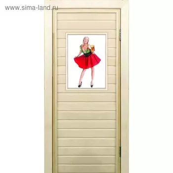 Дверь для бани со стеклом (40*60), "Фройлен-1", 17070см, коробка из осины