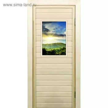 Дверь для бани со стеклом (40*60), "Природа", 18070см, коробка из осины
