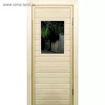 Дверь для бани со стеклом (40*60), "Заготовки", 18070см, коробка из осины