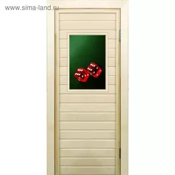 Дверь для бани со стеклом (40*60), "Кубики", 19070см, коробка из осины